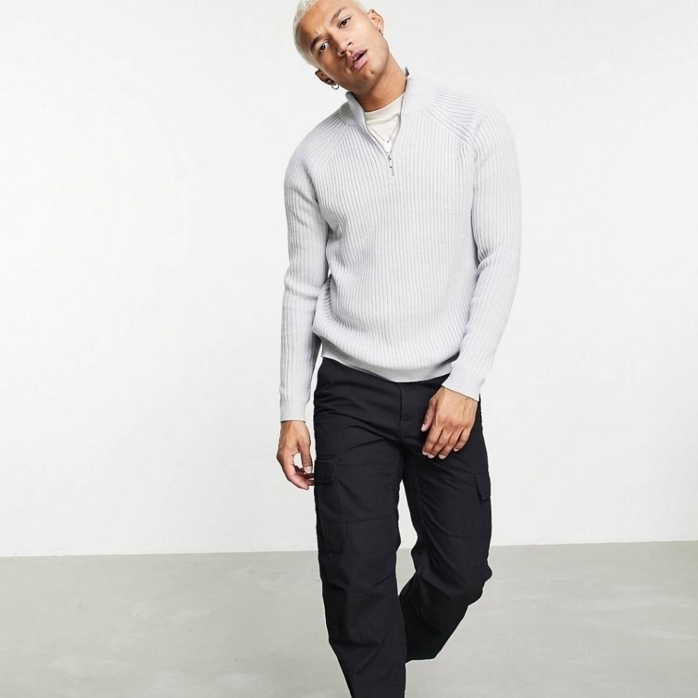 NWOT Asos 1/4 zip ribber mockneck pullover sweater